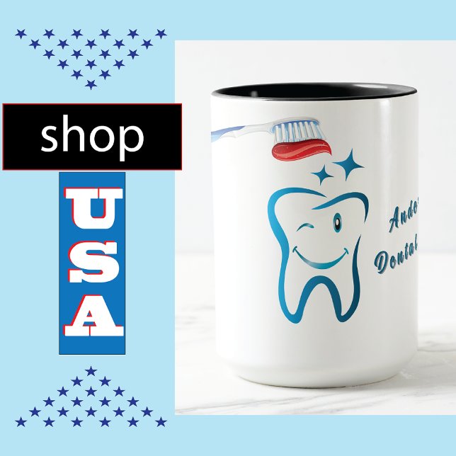 Mug Dentist Dentist Brosse à dents 🦷 Stylish Blue Too (Créateur téléchargé)