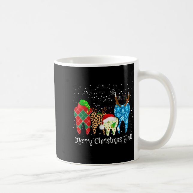 Mug Dentist Teeth Santa Hat Leopard Plaid Dental Merry (Droite)