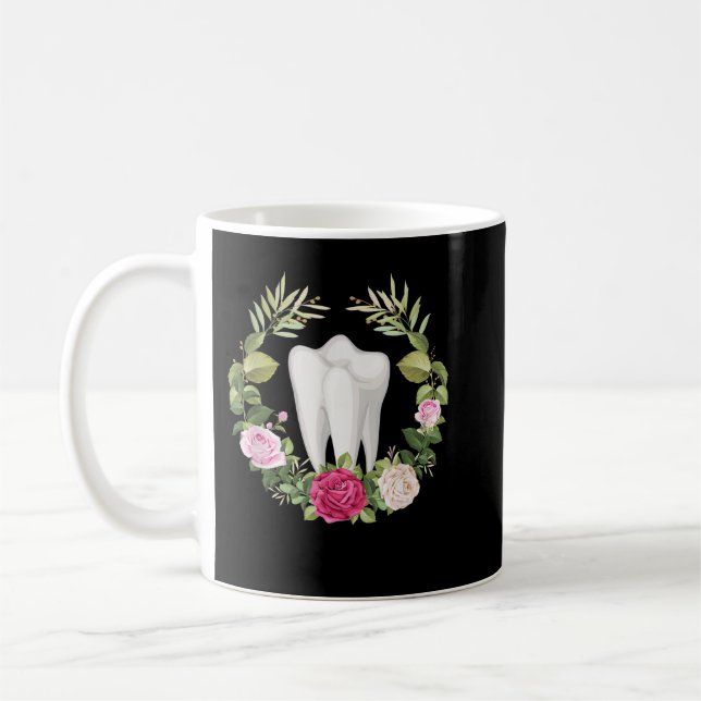 Mug Dentiste dentaire floral Technicien dentaire Médic (Gauche)