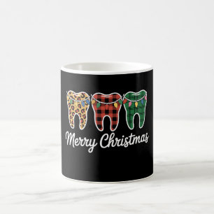 Mug Dents de Noël Léopard Carreaux Lumineux Dentiste