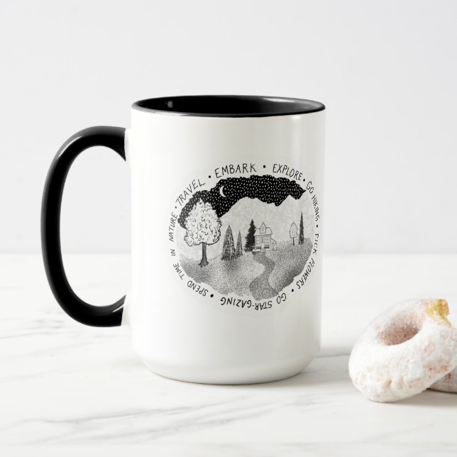 Mug Dépaysement pour les amoureux de la nature et les  (Avec donut)