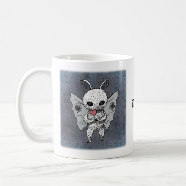 Mug Déplaisant mignon gothique Mothman Nom personnalis (Gauche)