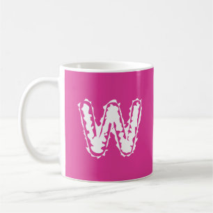 Mug Déplaisant Monogramme blanc sur rose