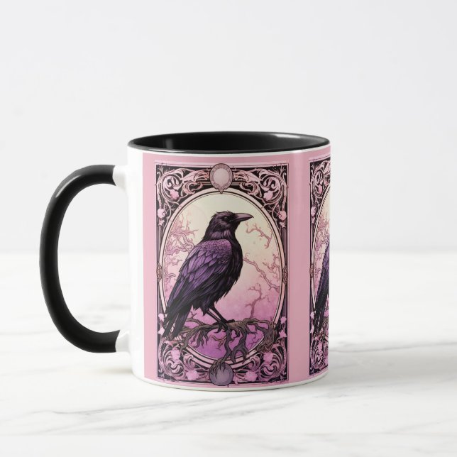 Mug Déplaisant Tarot Crow noir Pink Halloween (Gauche)
