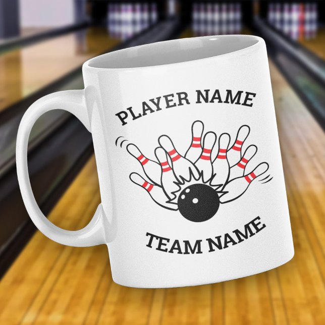 Mug d'équipe de bowling - Logo Strike Nom de l'équ (Créateur téléchargé)