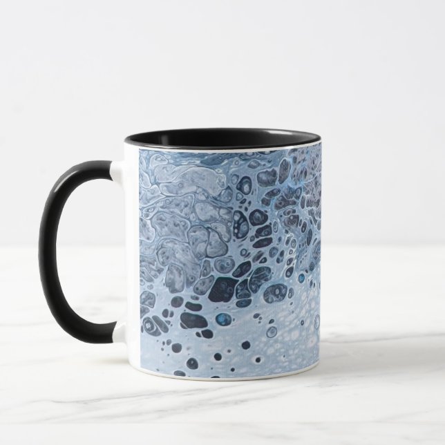 Mug Dérive océanique bleu et gris abstrait (Gauche)