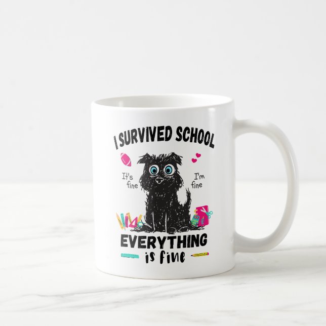 Mug Dernier jour d'école, j'ai survécu à l'école (Droite)