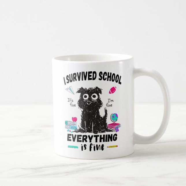 Mug Dernier jour d'école, j'ai survécu à l'école (Droite)