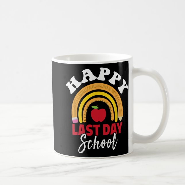 Mug Dernier Jour D'école Léopard Arc-En-Ciel Enseignan (Droite)