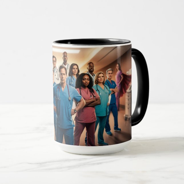 Mug Des blouses blanches aux super-héros (Devant droit)