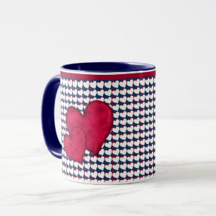Mug des Coeurs Rouge et Blanc