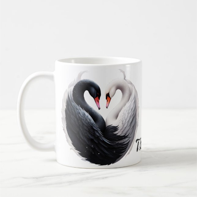 Mug Des cygnes élégants qui forment un coeur ensemble. (Gauche)