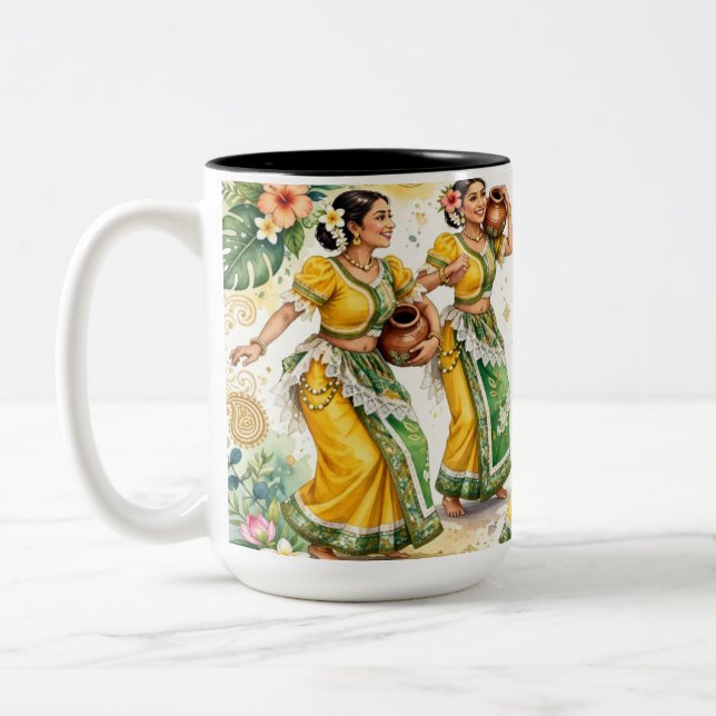 Mug des danseurs Kandyens Sri Lankais mignons. (Gauche)