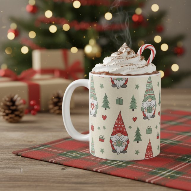 Mug des fêtes de Noël mignons – Motif cosy (Scandinavian gnomes Holiday Mug)