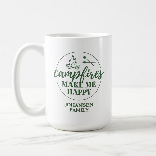Mug Des feux de camp rétro me rendent heureux (Gauche)