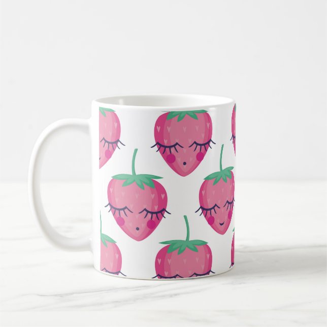 Mug Des fraises endormies, mignonnes motifs. (Gauche)