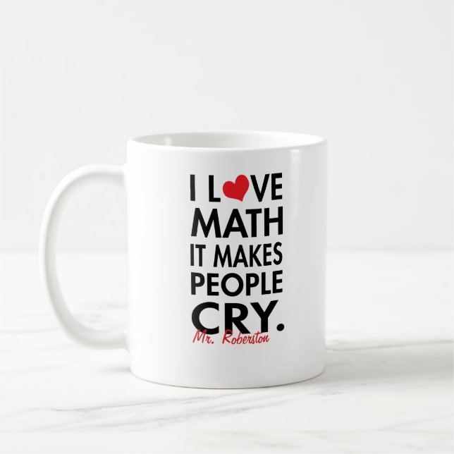 Mug Des maths personnalisées d'amour d'I, il incite (Gauche)