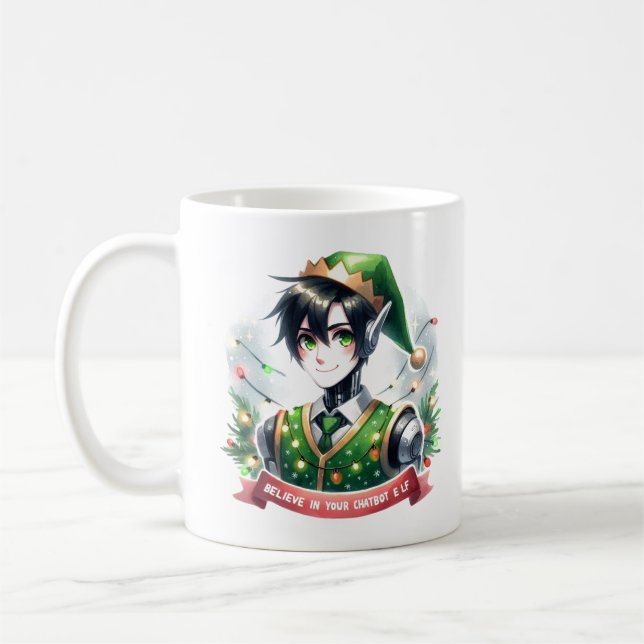 Mug Des mèmes de Chatbot de Noël drôles croient en vot (Gauche)