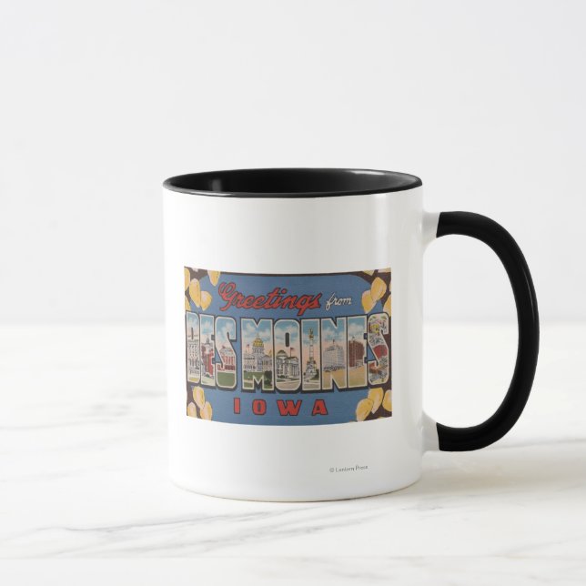 Mug Des Moines, Iowa - Grandes Lettres Scènes 2 (Droite)