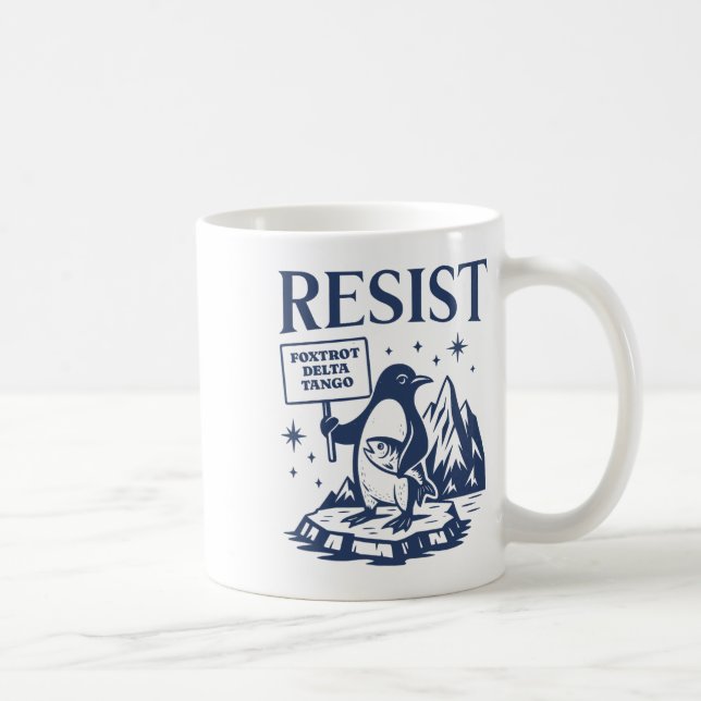 Mug Des palmes amusantes résistent aux manchots protes (Droite)
