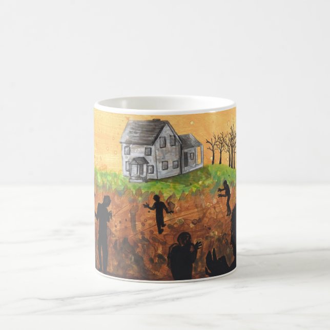 Mug Des zombies dans une ferme, un morceau de café d'a (Centre)