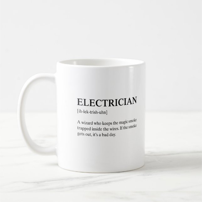 Mug Description technique drôle d'électricien (Gauche)