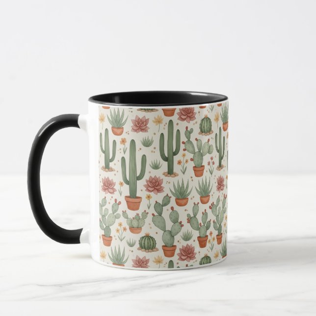 Mug Desert Cacti Succulent Seamless Pattern (Gauche)