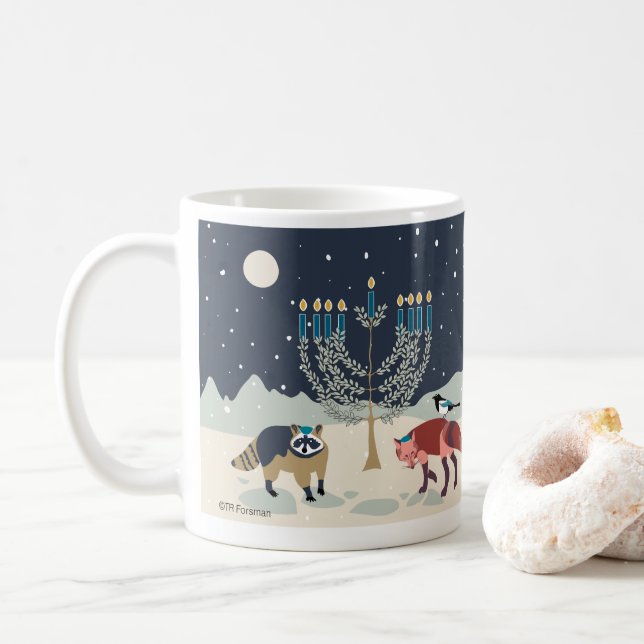 Mug Désert de Menorah d'animaux de Hanoukka (Avec donut)