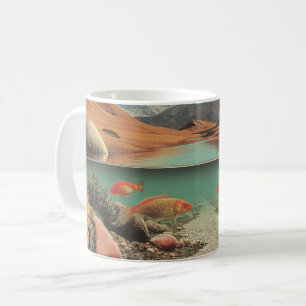 Mug Désert et lac surréalistes avec poissons rouges