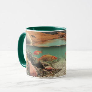 Mug Désert et lac surréalistes avec poissons rouges