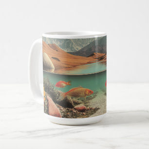 Mug Désert et lac surréalistes avec poissons rouges