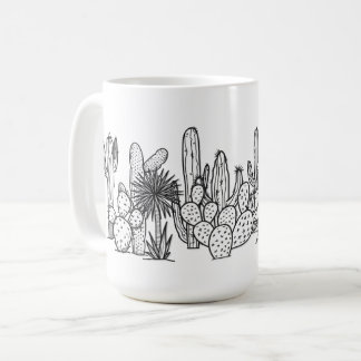 Mug Désert Minimaliste – Botanique à l'encre noire