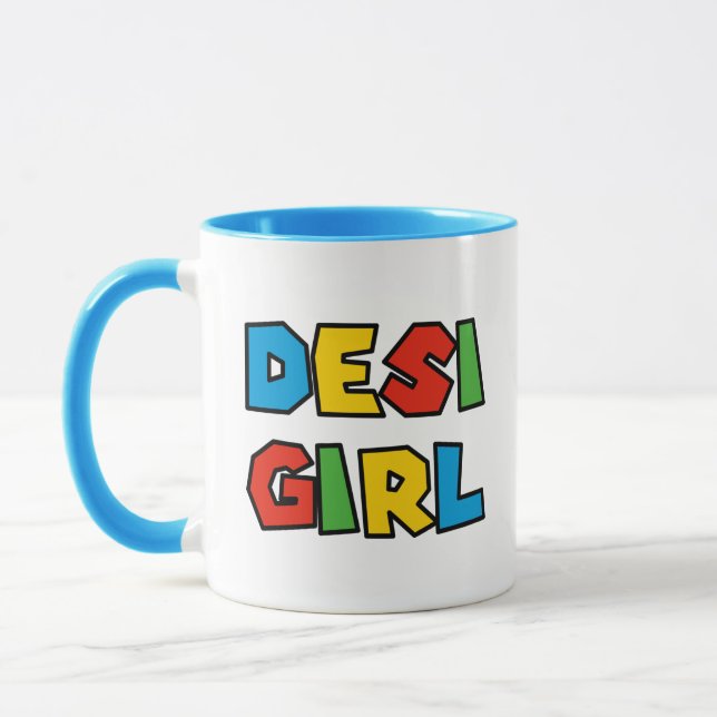 Mug Desi Girl Mug, Adorable Script café thé moderne (Gauche)