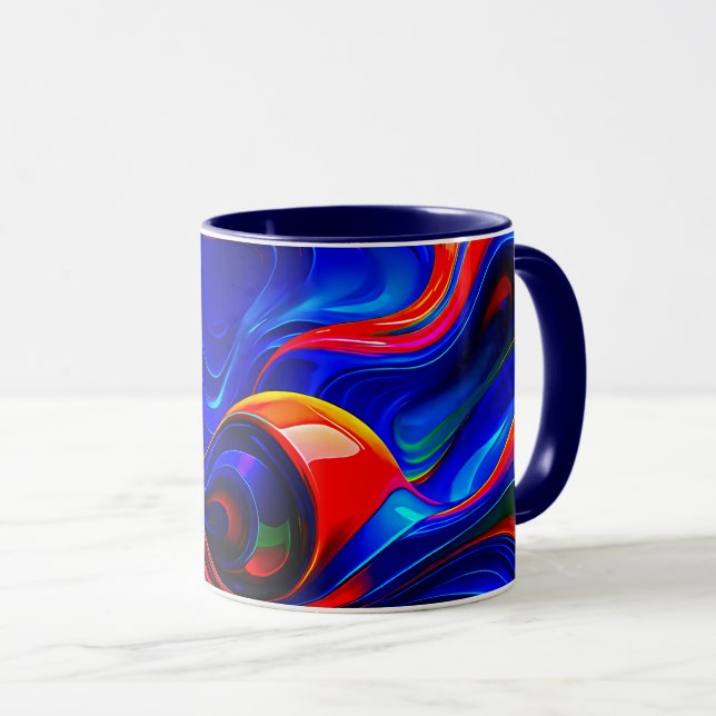 Mug design 3D psychédélique et futuriste. (Devant droit)