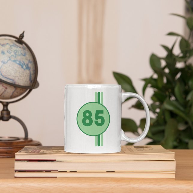 Mug Design 85 en vert on mint green with stripes (Créateur téléchargé)