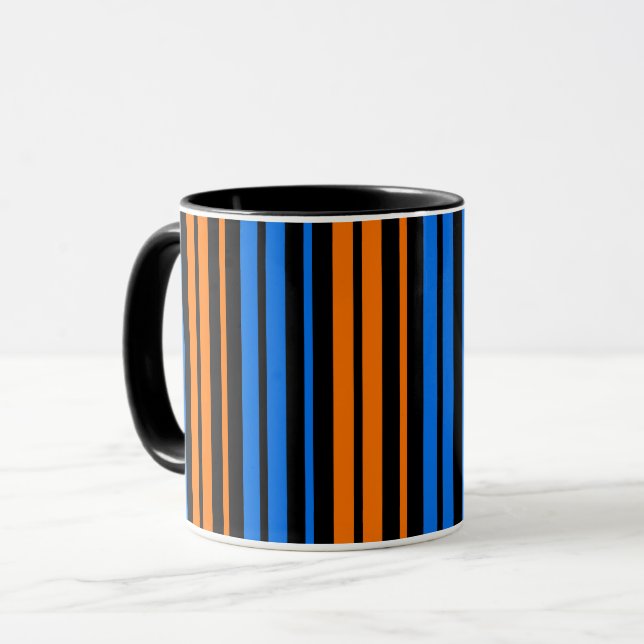 Mug Design à rayures verticales bleu orange bleu   (Devant gauche)