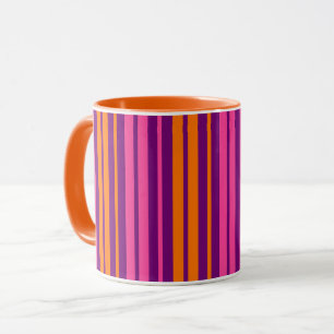 Mug Design à rayures verticales rose orange violet