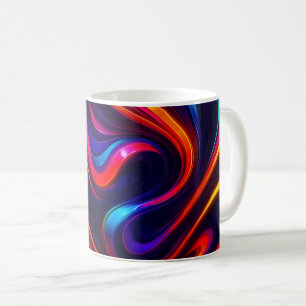 Mug design abstrait 3D couleurs vives et fluides.