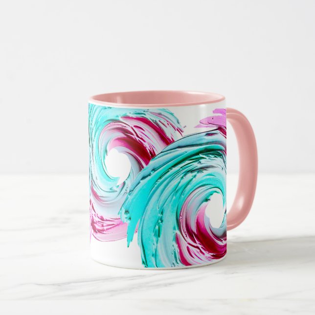 Mug Design Abstrait aux Couleurs Pastel. (Devant droit)
