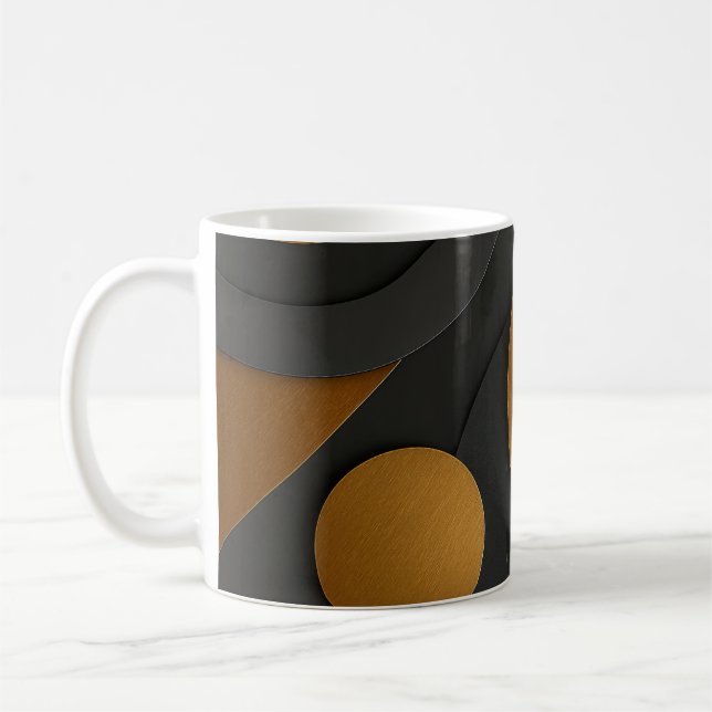 Mug Design abstrait géométrique noir et or de luxe (Gauche)