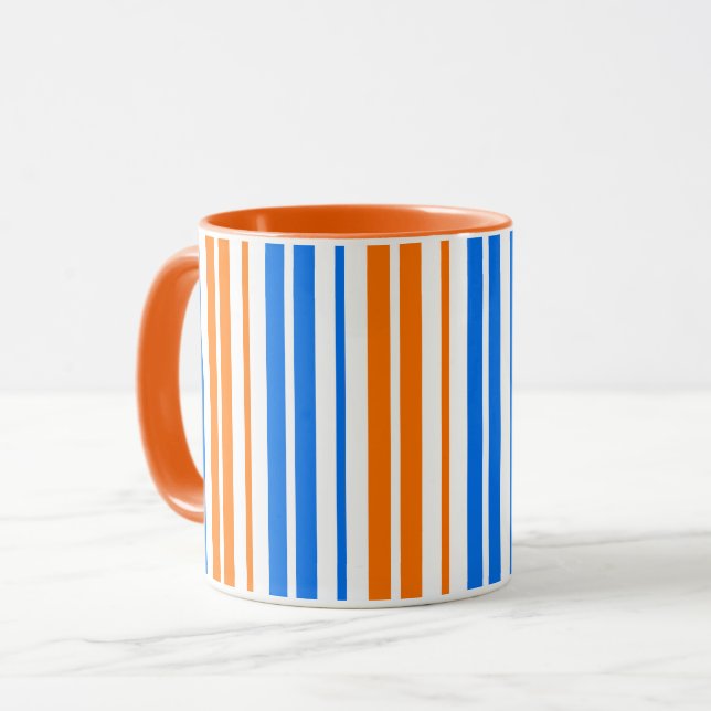 Mug Design bandes verticales orange bleu blanc   (Devant gauche)