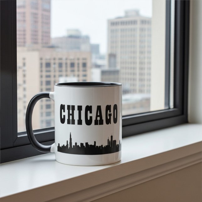 Mug Design Bold Avec Iconic Chicago City Skyline (Créateur téléchargé)