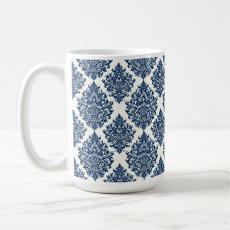 Mug design damassé bleu