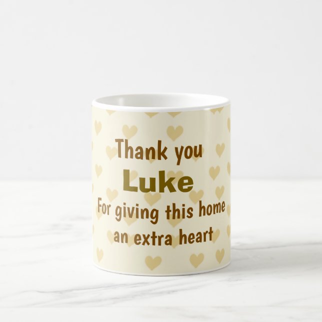 Mug Design de coeur de Merci personnalisé (Centre)