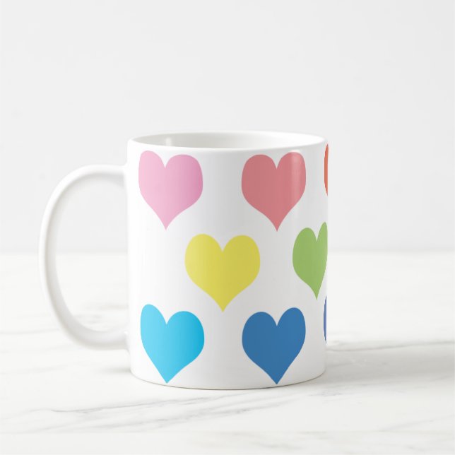 Mug Design de coeurs colorés (Gauche)