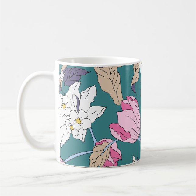 Mug design de fleur illustration textile art, motif, d (Gauche)