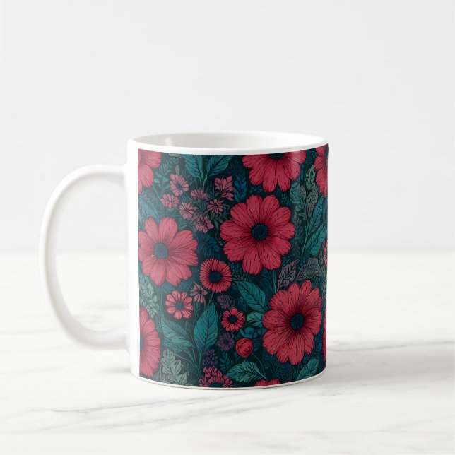 Mug Design de fleurs rouges (Gauche)