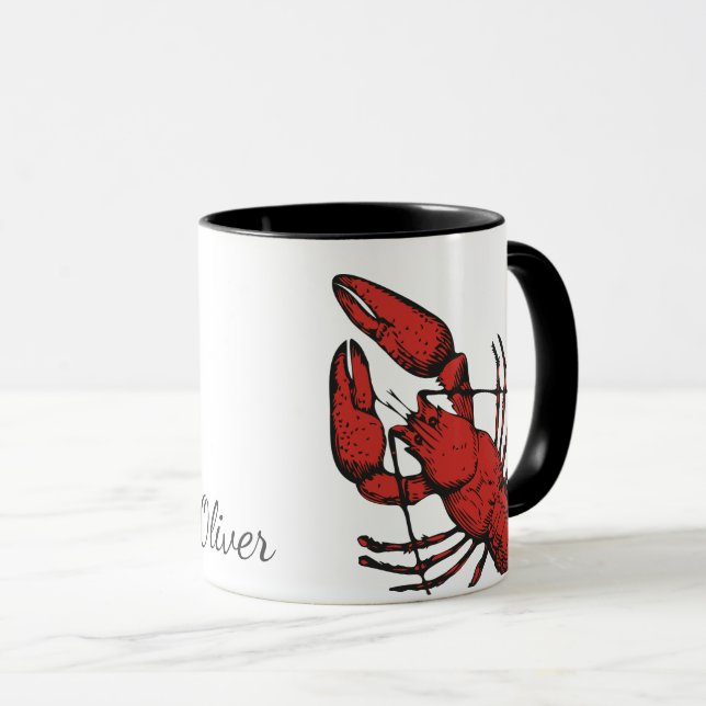 Mug Design de homard rouge de style vintage (Devant droit)