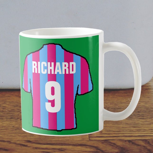 Mug Design de maillot de football en clarette et bleu. (Créateur téléchargé)
