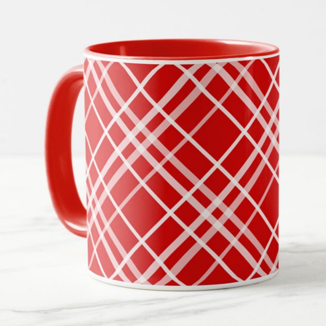 Mug Design de Motif en Tartan blanc rouge (Créateur téléchargé)
